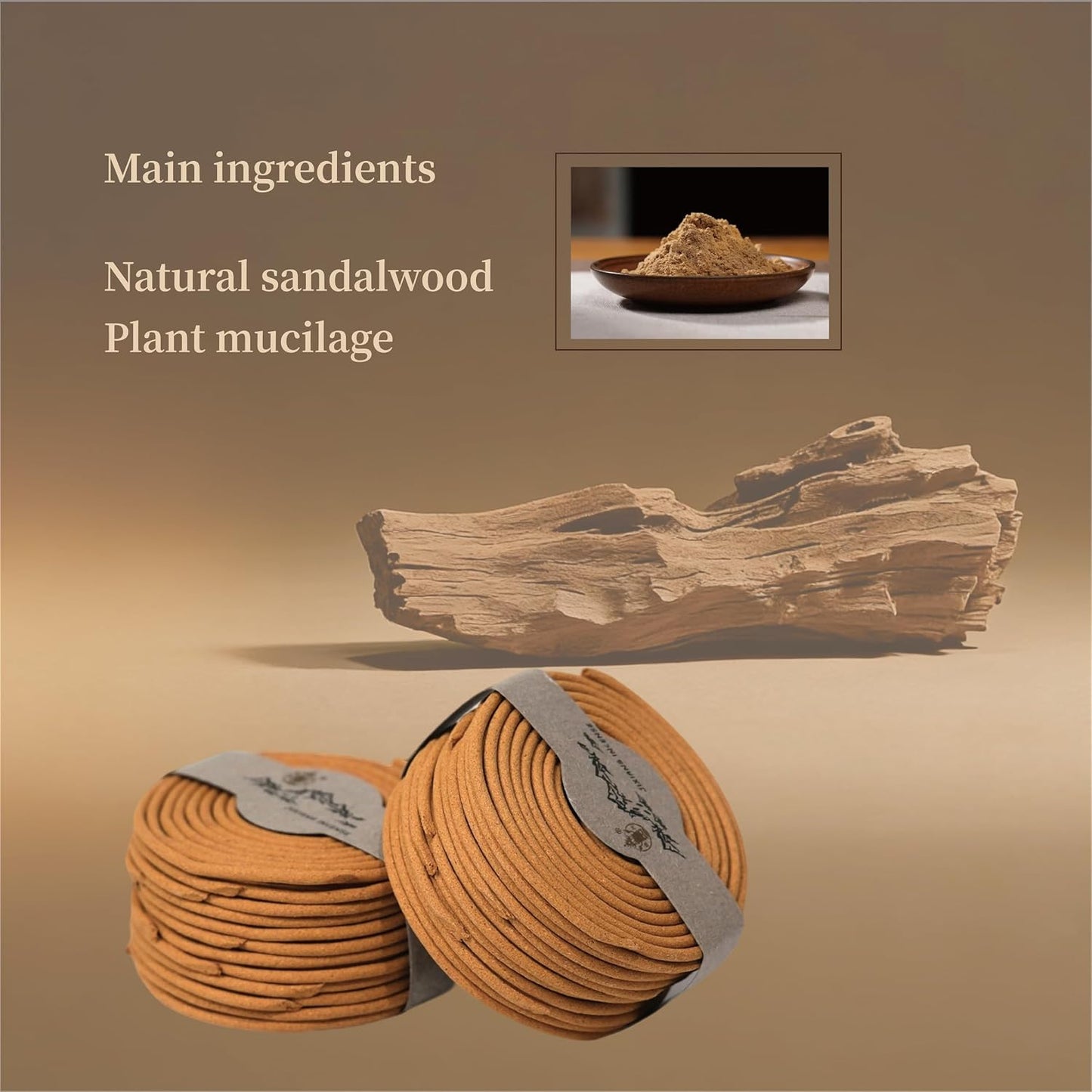 Premium Coil Incense, 24 Dual-Coils, 2-Hour Burn per Coil - Natural Sandalwood for Meditation, Reading, Focus Enhancement & Serene Spiritual Ambiance, 50g