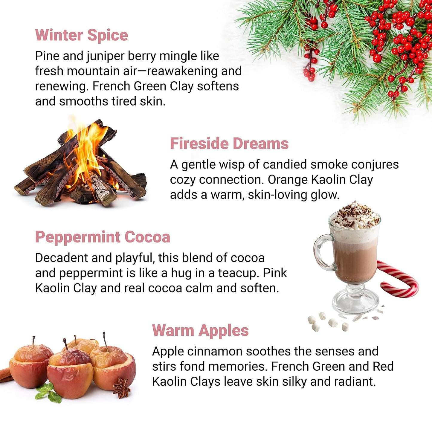 Mom Bomb Bath Bomb Gift Set (4) – Mistletoe Kisses, Peppermint Cocoa, Fireside Dreams & Warm Apples – Essential Oils, Plant-Based Scents – Made in USA – Gift for Women