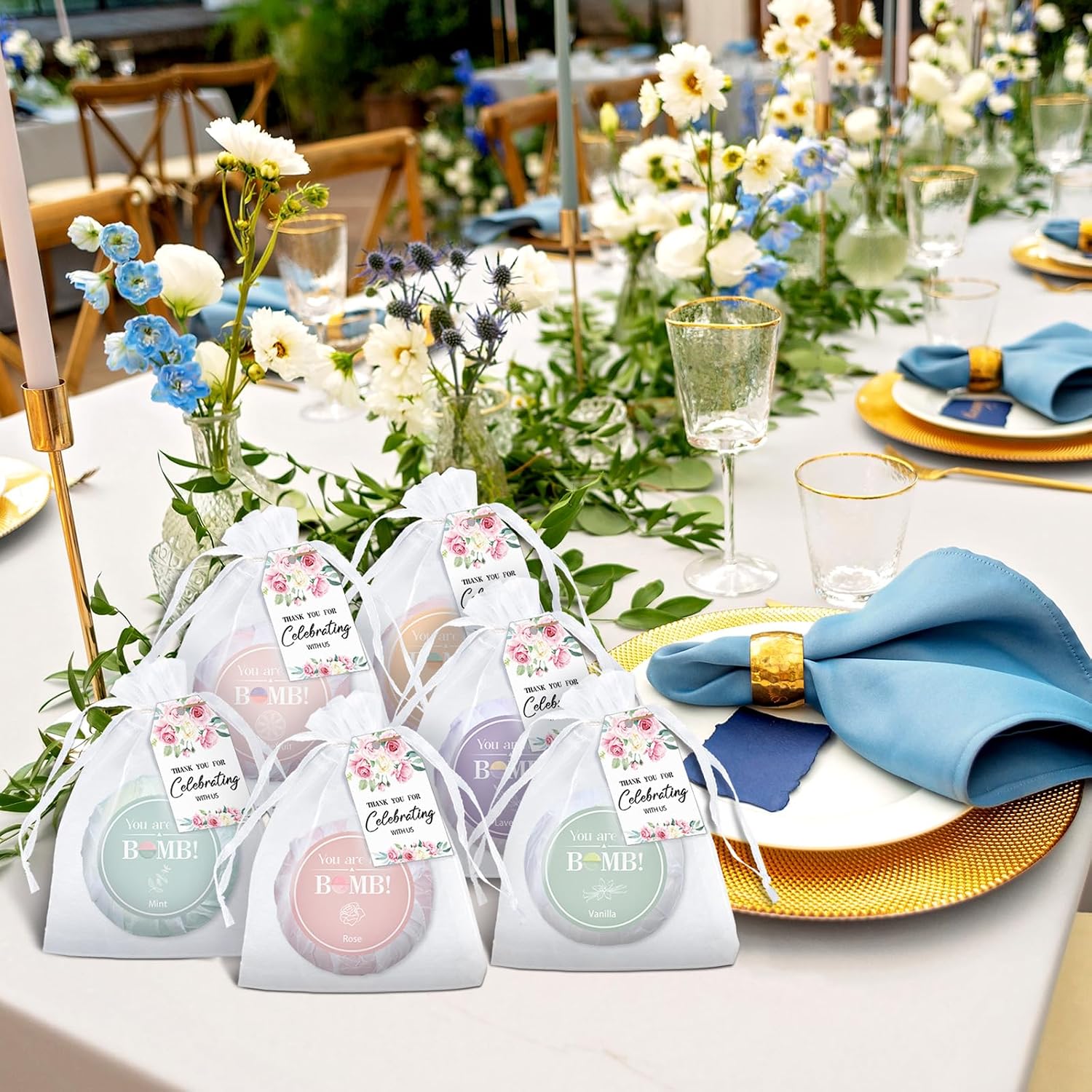50 Sets Bridal Shower Wedding Party Favors Bath Bombs Mini Bulk Thank You Gifts for Guests Floral 10 Flavors for Bachelorette Party