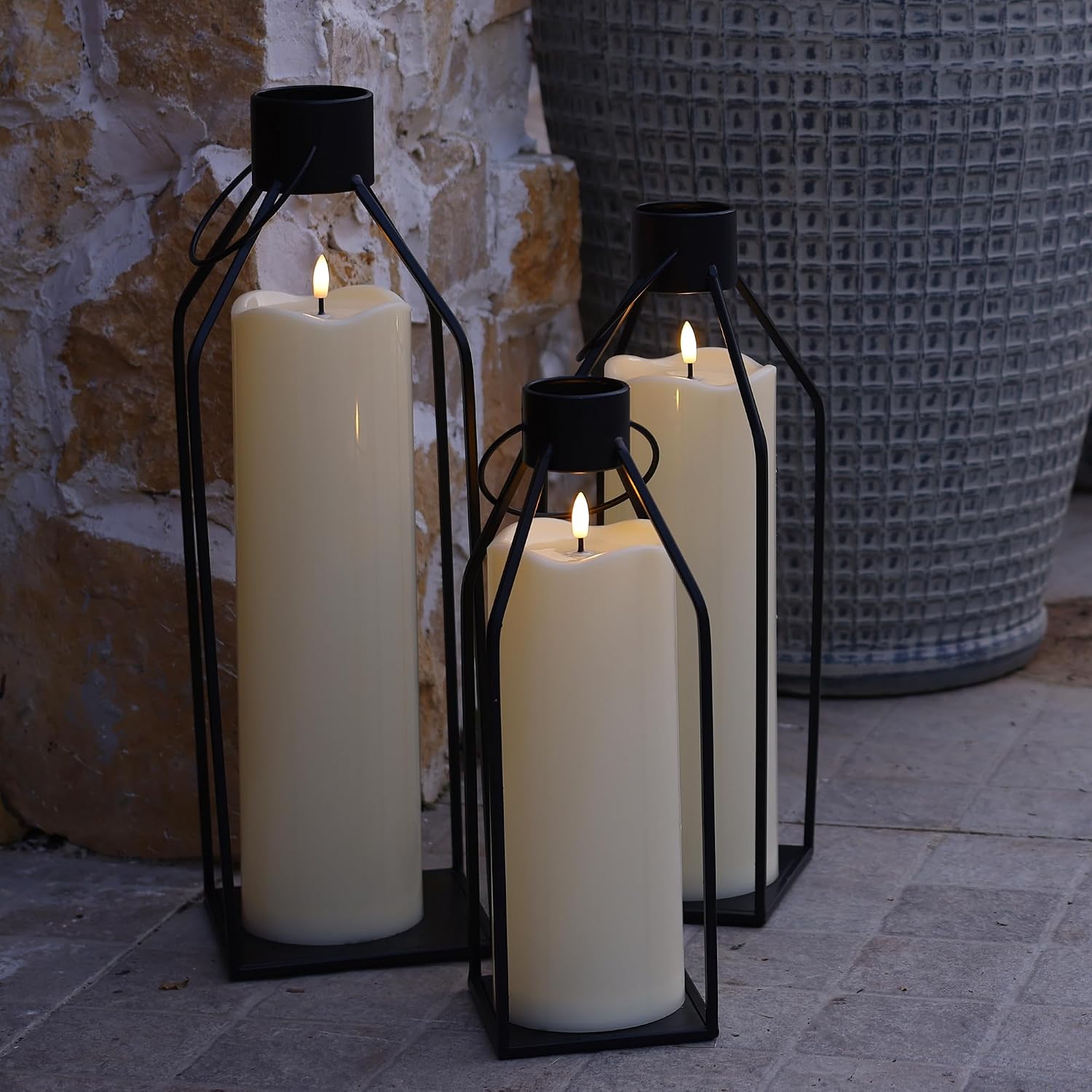 4" x10" Outdoor Flameless Candles Waterproof, Large Battery Operated Candles with Remote, Plastic Flickering LED Candles for Garden Patio Porch Home Party, Ivory 1Pack