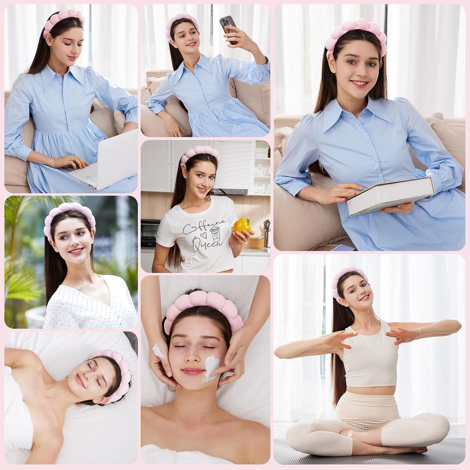 Ztomine Headbands for Women - Spa Headband and Wristband Set - Headband for Washing Face,Facial Mask,Makeup and Skin Care,Gifts for Women and Teen Girl Gifts Trendy Stuff