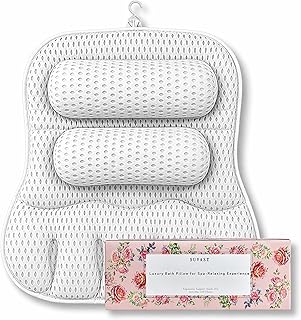 Luxury Bath Pillow for Tub, with 10 Strong Suction Cups, Non-Slip Bathtub Pillow for Head Neck & Back Support, Extra Large 21” Spa Bath Pillow, 4D Air Mesh Quick-Dry, Gift for Women(White)