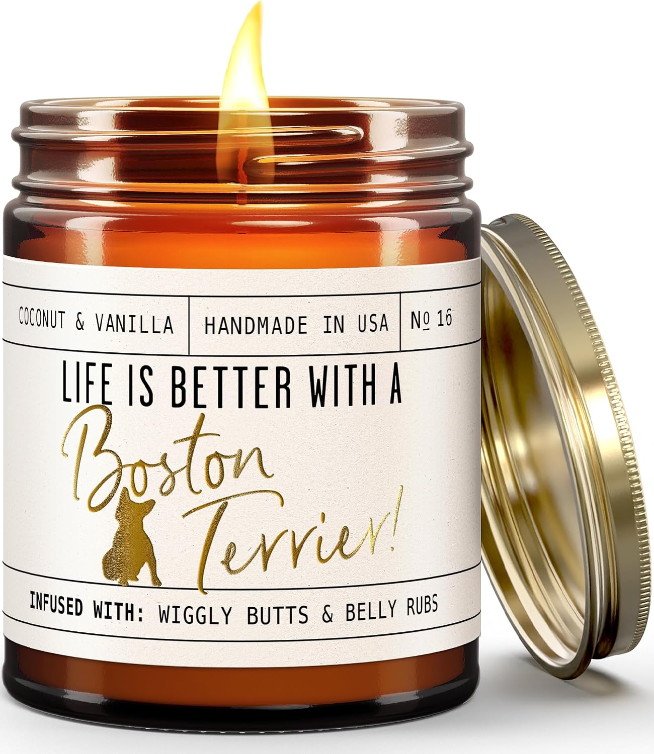Boston Terrier Gifts for Women - 'Life is Better with a Boston Terrier' Candle, w/Vanilla, Coconut & Citrus - Infused w/Essential Oils I Boston Terrier Decor I 50Hr Burn, USA Made