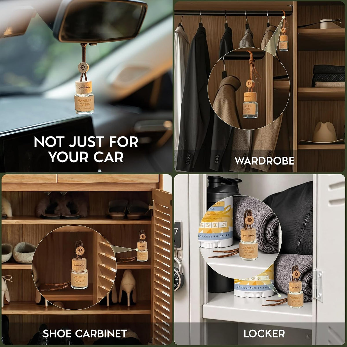 Hanging Car Air Freshener Essential Oil 2 Pack 8ml Vanilla Cabin