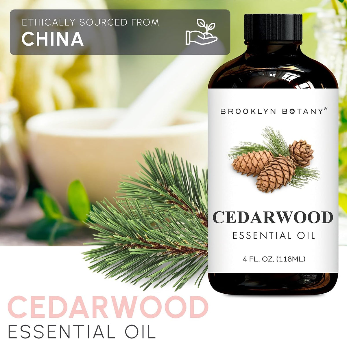 Brooklyn Botany Cedarwood Essential Oil - Huge 4 Fl Oz