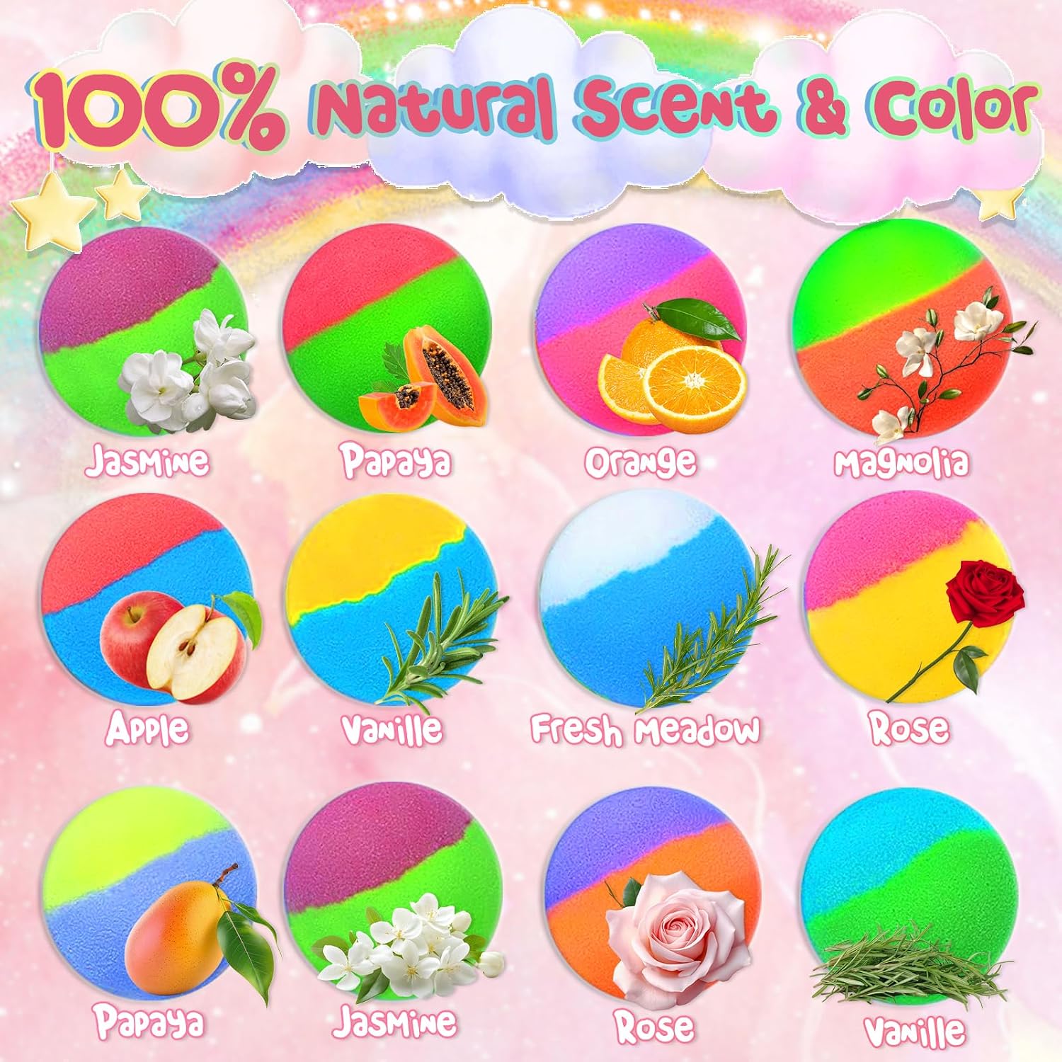 Bath Bombs for Kids: 12 Pcs Princess Bath Bombs with Toys Inside, Kids Bath Bomb Rich in Natural Essential Oils, Organic Bath Bomb Gift Set for Dry Skin Moisturize, Summer Party Favors for Girls
