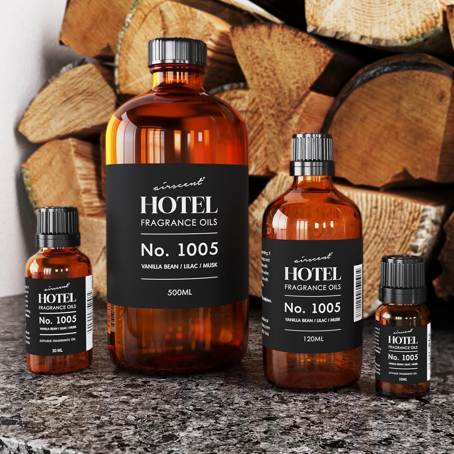 AirScent Hotel Diffuser Oil No. 1005 - Vanilla Bean Lilac Sandalwood - Hotel Scent Dupe - Premium Fragrance Oil for Ultrasonic and Waterless Diffusers and Crafting - 10 mL, .34 fl oz Glass Bottle