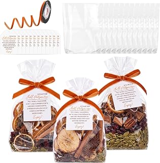 24 Pcs Fall Stovetop Potpourri DIY Kit Empty Sachet Bags 7.9 x 11.8 Inch with Velvet Ribbon Cards Scented Potpourri Bags Autumn Thanksgiving Fall Gift Decoration for Friends Housewarming Hostess