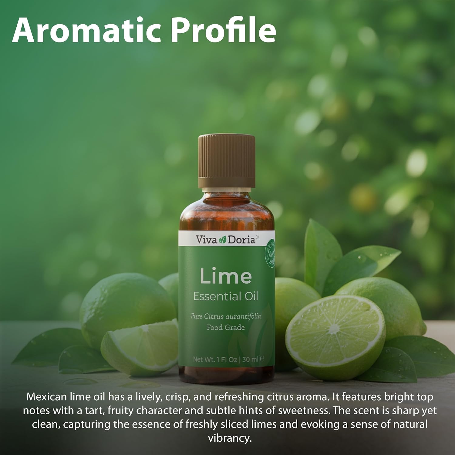 Viva Doria Lime Essential Oil, 100% Pure, Natural, Mexican Lime Essential Oil, Undiluted, for Aromatherapy | Food Grade, 30 mL (1 Fluid Ounce)