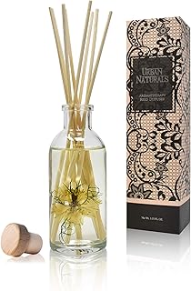 Urban Naturals Tobacco & Vanilla Reed Diffuser Scented Sticks Set | Tobacco Leaf, Bergamot, Vetiver, Bourbon and Vanilla Bean Scented Oils | Decorated with Natural Flowers | Made in the USA