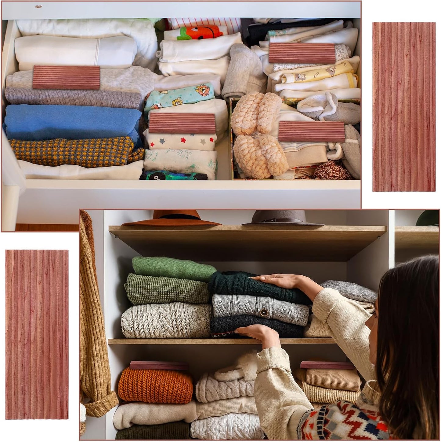 Wenqik 16 Pack Cedar Blocks for Clothes Storage Natural Cedar Hangers for Closet and Drawers, with Metal Hooks, Hanging Scent Chips for Protects & Freshens Clothes, Wardrobes Storage