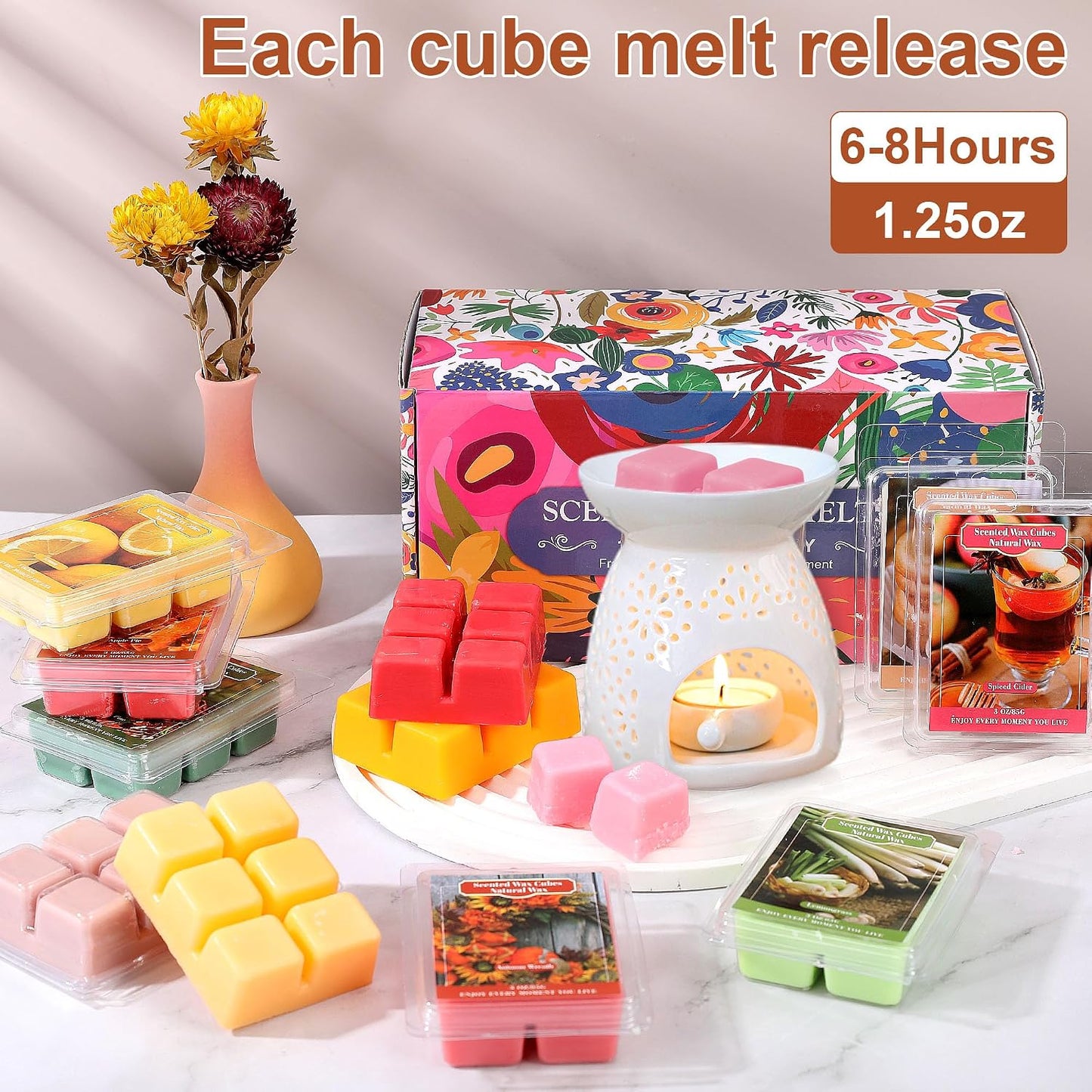 Wax Melts - Natural Ingredients with Intense & Long-Lasting Fragrance, Variety of Scents (Apple Pie, Snickerdoodle, Pumpkin Spice & More) - Perfect for Home, Office, and Gifting