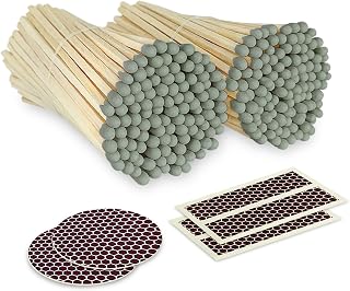 4" Gray Matches (200 Count, with Striking Stickers Included) | Decorative Unique & Fun for Your Home, Gifts, Accessories & Events | Premium Long Wood Safety Matches by Thankful Greetings