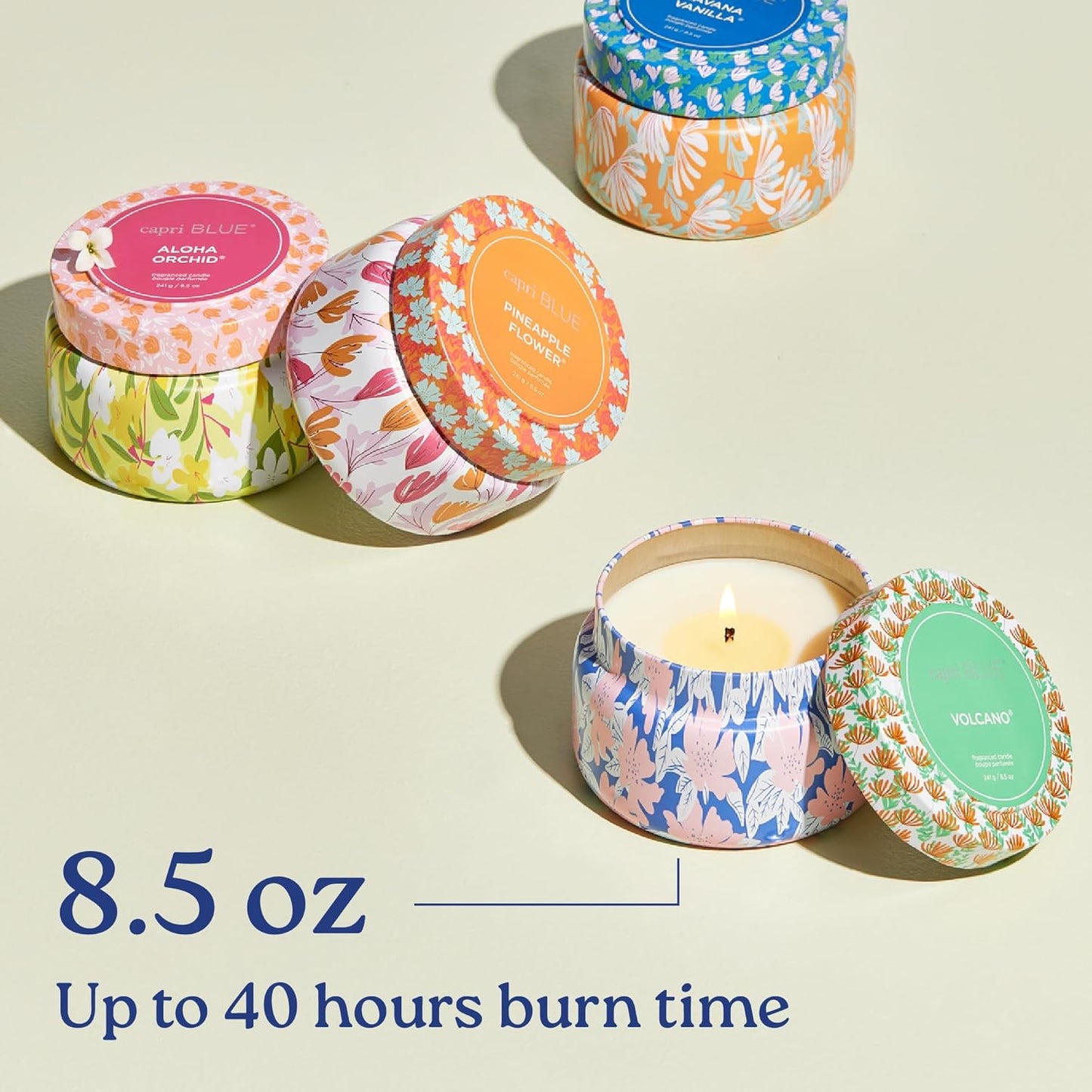 Capri Blue Scented Candles for Women & Men - Pattern Play Travel Tin Small Candles - Soy Wax Blend - Luxury Home Decor with Notes of Vanilla, Tobacco, Bergamot & Sandalwood (Havana Vanilla, 8.5 oz)