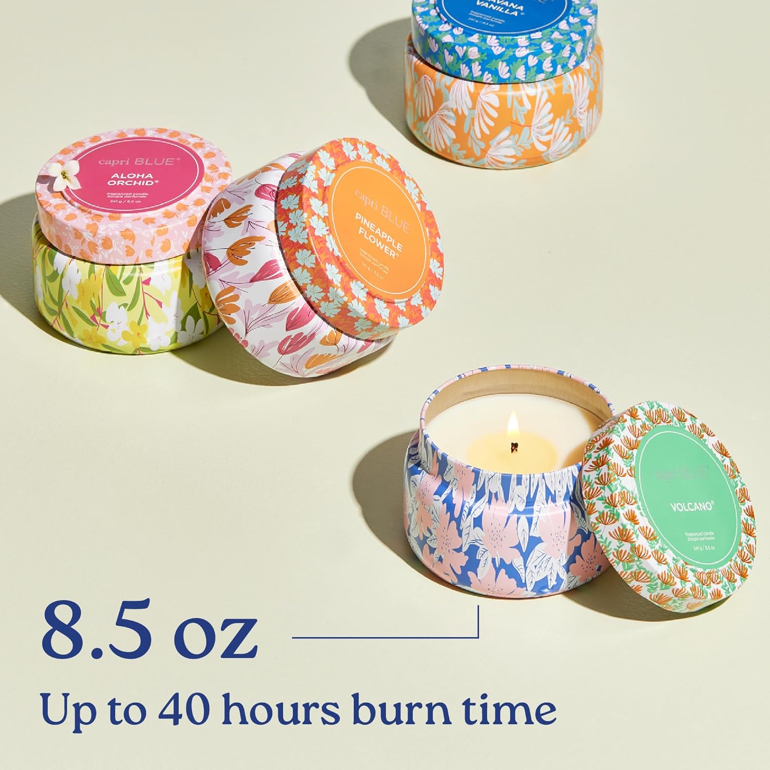 Capri Blue Scented Candles for Women & Men - Pattern Play Travel Tin Small Candles - Soy Wax Blend - Luxury Home Decor with Notes of Vanilla, Tobacco, Bergamot & Sandalwood (Havana Vanilla, 8.5 oz)