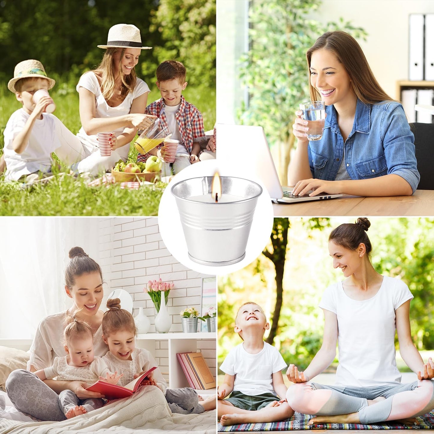 Outdoors Citronella Candles 32Pack - Garden Citronella Scented Candles, Long Burning, 2 oz Small Tin Candles Gift Sets for Home Patio Yard Indoors, Balcony, Camping BBQ & Summer Parties.
