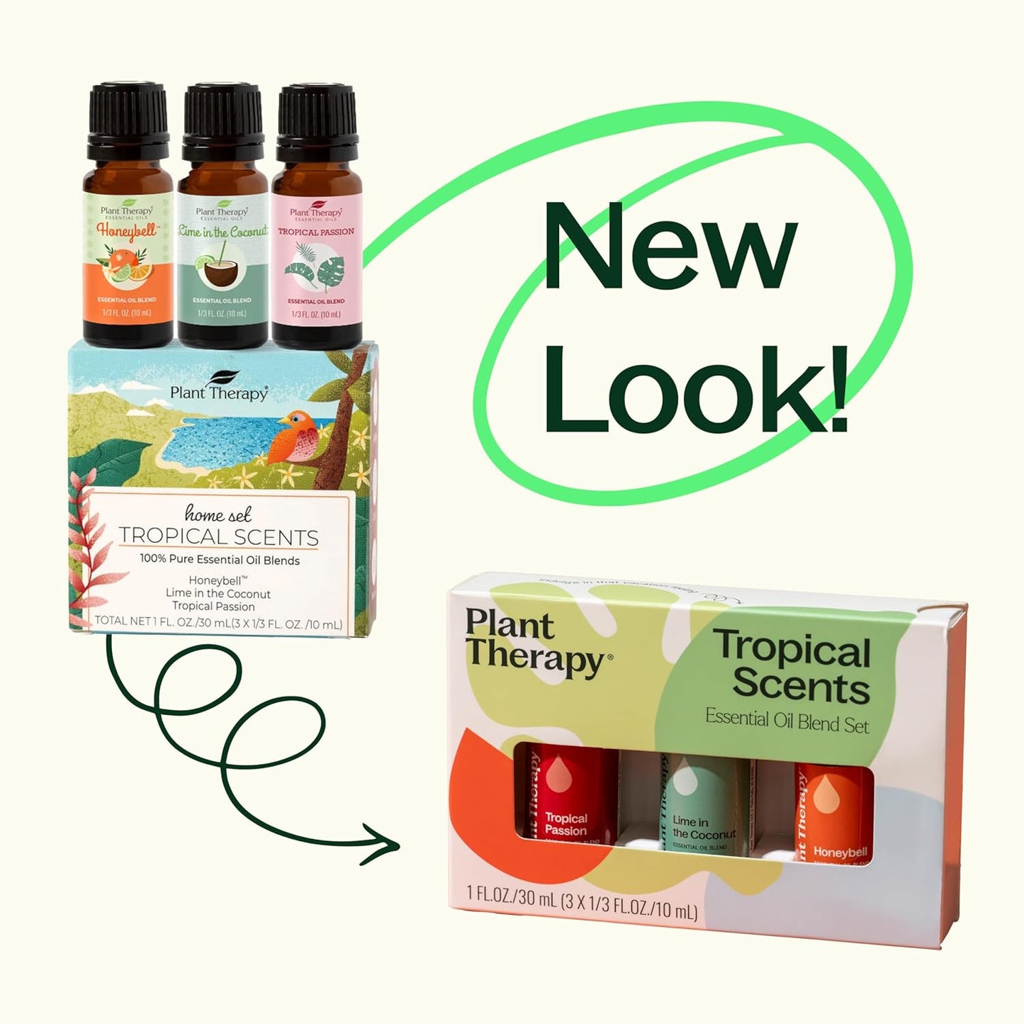 Plant Therapy Tropical Scents Home Set of 3 Essential Oil Blends Including Natural Scents to Scent Your Home with Honeybell, Lime in The Coconut & Tropical Passion 10 mL (1/3 oz) Each