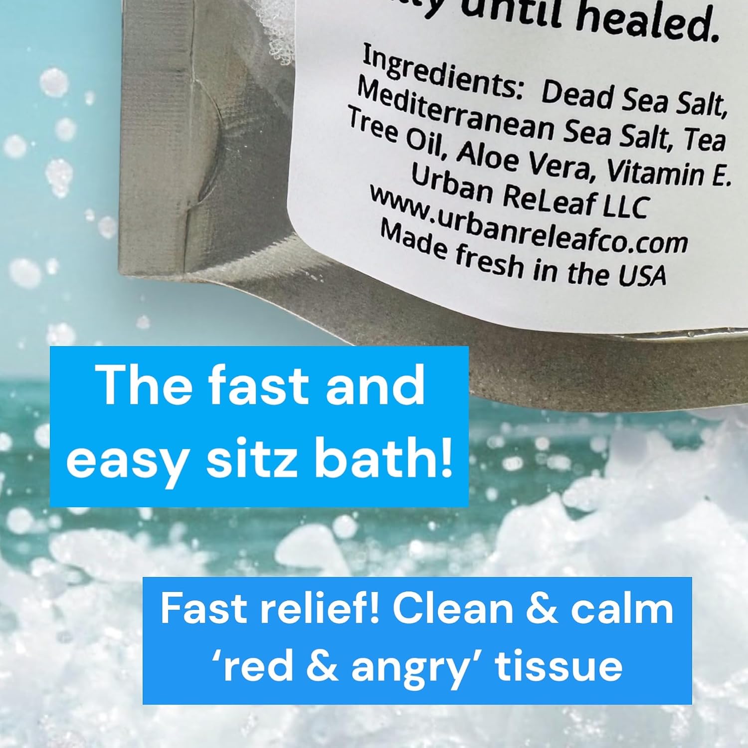 Urban ReLeaf Butt Bath, 6 oz. Bag, Sitz Bath Sea Salt Soak | Hemorrhoids, Fissures & Stitches, Helps Itching & Burning, Clean, Soothe & Calm, Gentle Relief, 100% Natural