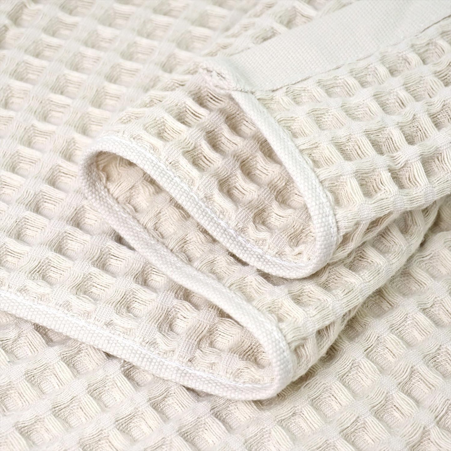 Jacquotha Waffle Bath Towels Set of 2 (Mist White) – Cotton, Quick Dry, Low Lint, 31” x 62” Large Towels for Bathroom Shower Spa Pool
