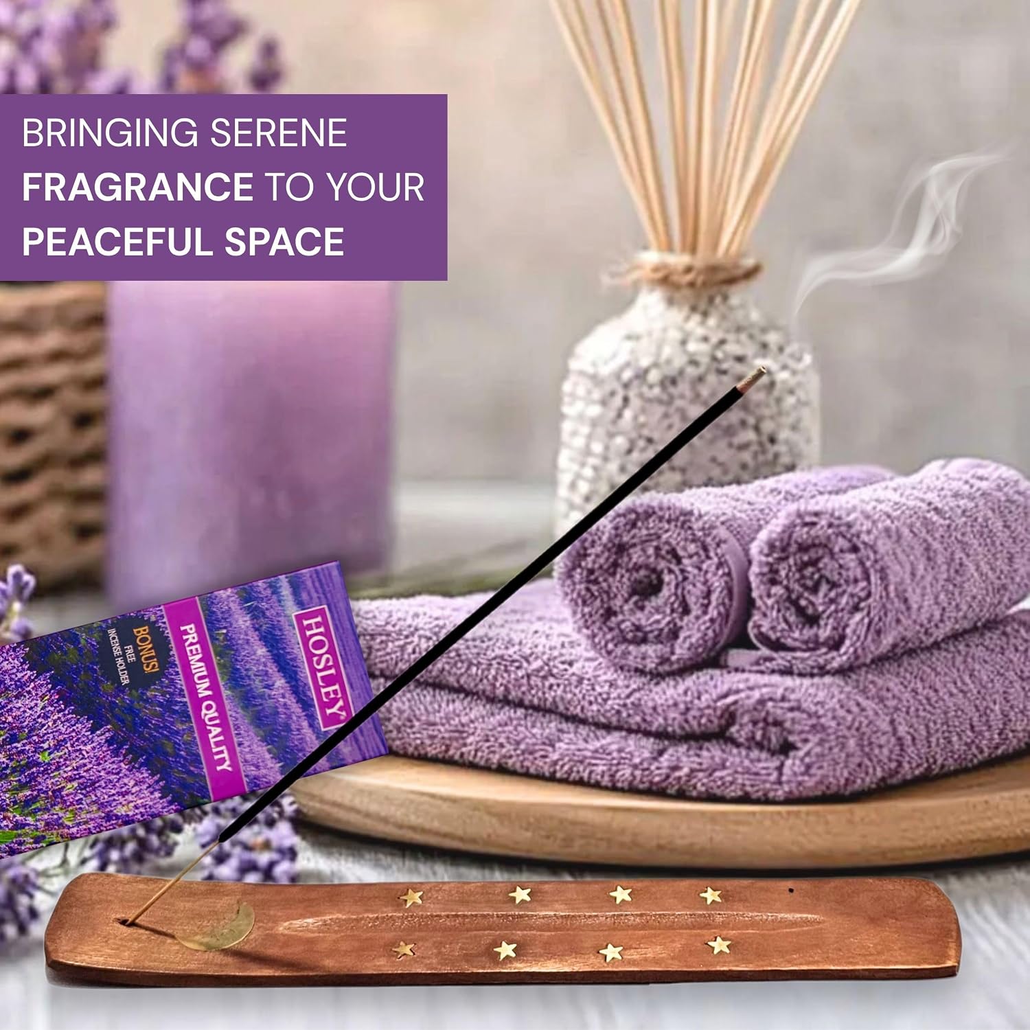 Hosley Lavender Incense Sticks – 120 Pack with Holder, Long-Lasting Aroma for Relaxation, Meditation, Yoga & Home Fragrance, Premium Aromatherapy Incense