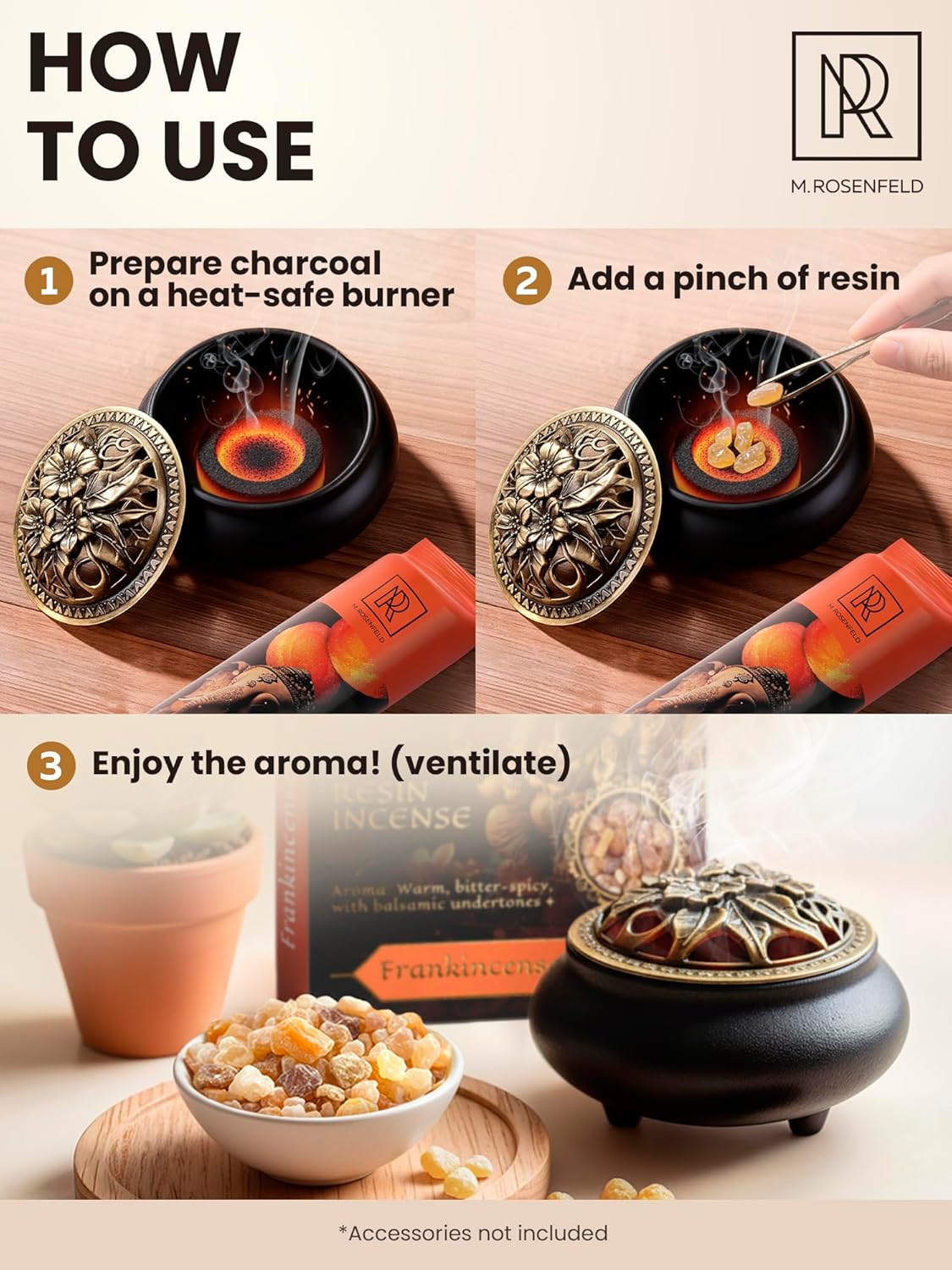 Premium Resin Incense Set - Aromatic Tree Gum Sap - Includes Frankincense, Myrrh, Dragon Blood, & Copal - Natural & Pure Aromatics for Spiritual, Meditation & Home Fragrance - 4 x 40g