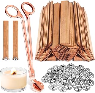 120 Pcs Extra Thick Wood Wicks, Wide Wood Wicks for Candles Making with Wick Trimmer, Wooden Wicks 5.1×0.75×0.04 Inches for 8 oz Candle Jar, Long-Lasting Flame, Easy to Burn (60 Sets)