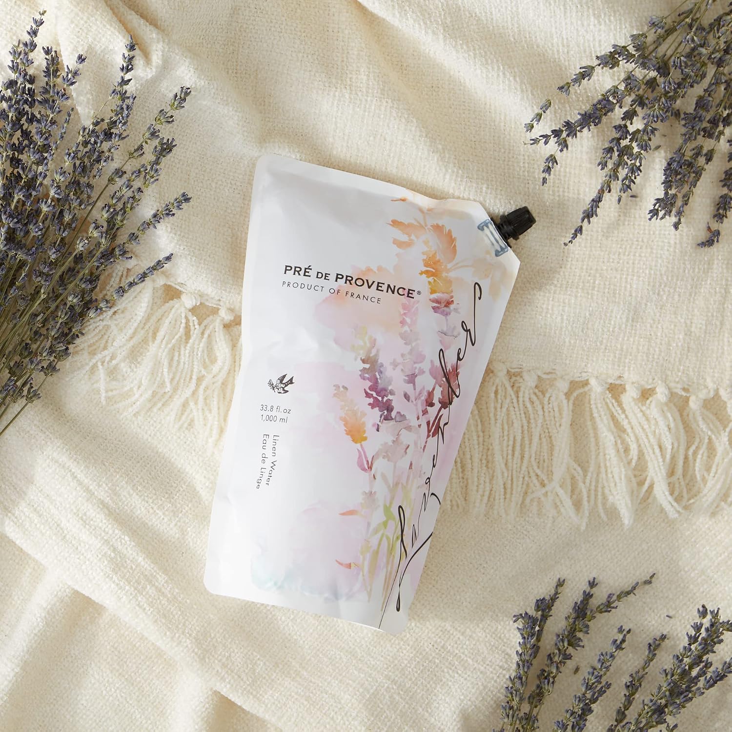 Pre de Provence Provincial Lavender Collection Soft Calming Scent for Your Home, Linen Water Refill, 33.8 fl oz