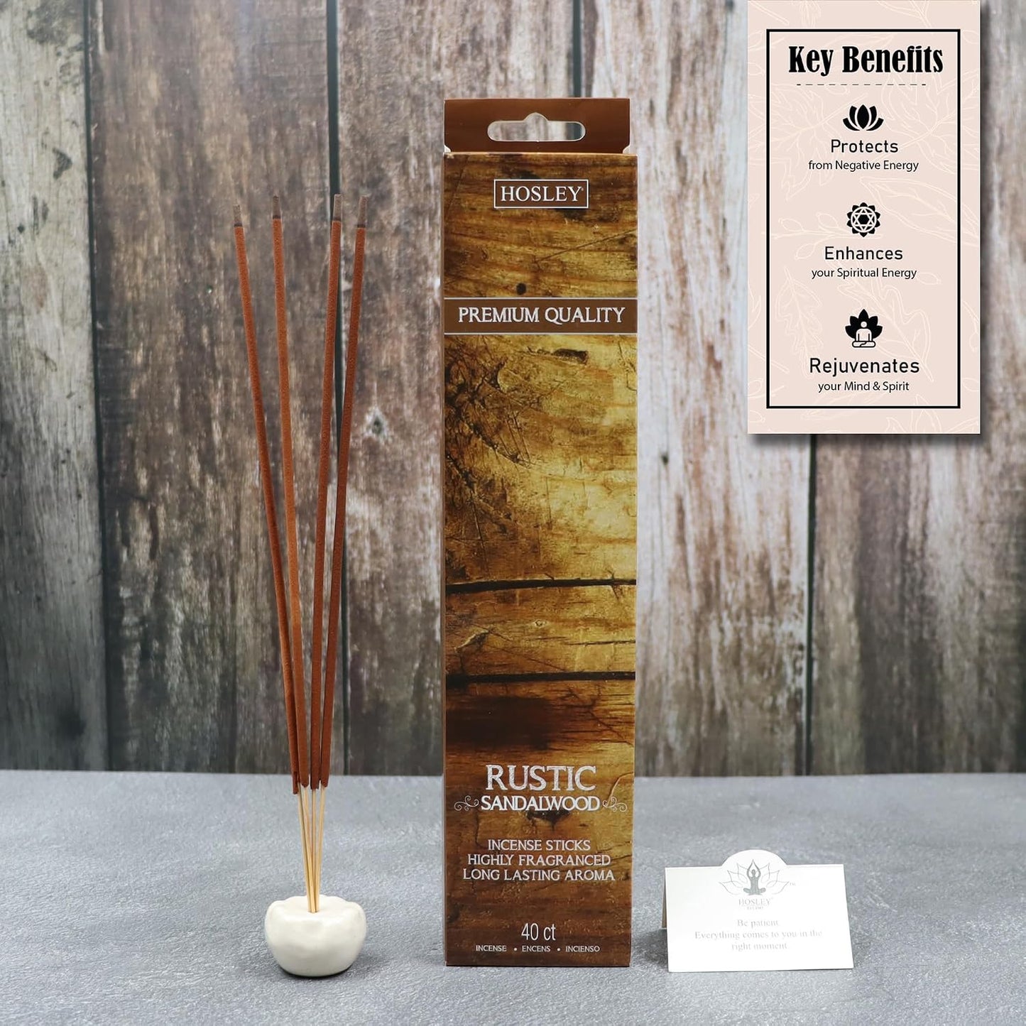 Hosley 120 Pack Incense Sticks + Bonus 120 Pack (Total 240) – Rustic Sandalwood – Bulk Pack Perfect for Home, Meditation & Aromatherapy