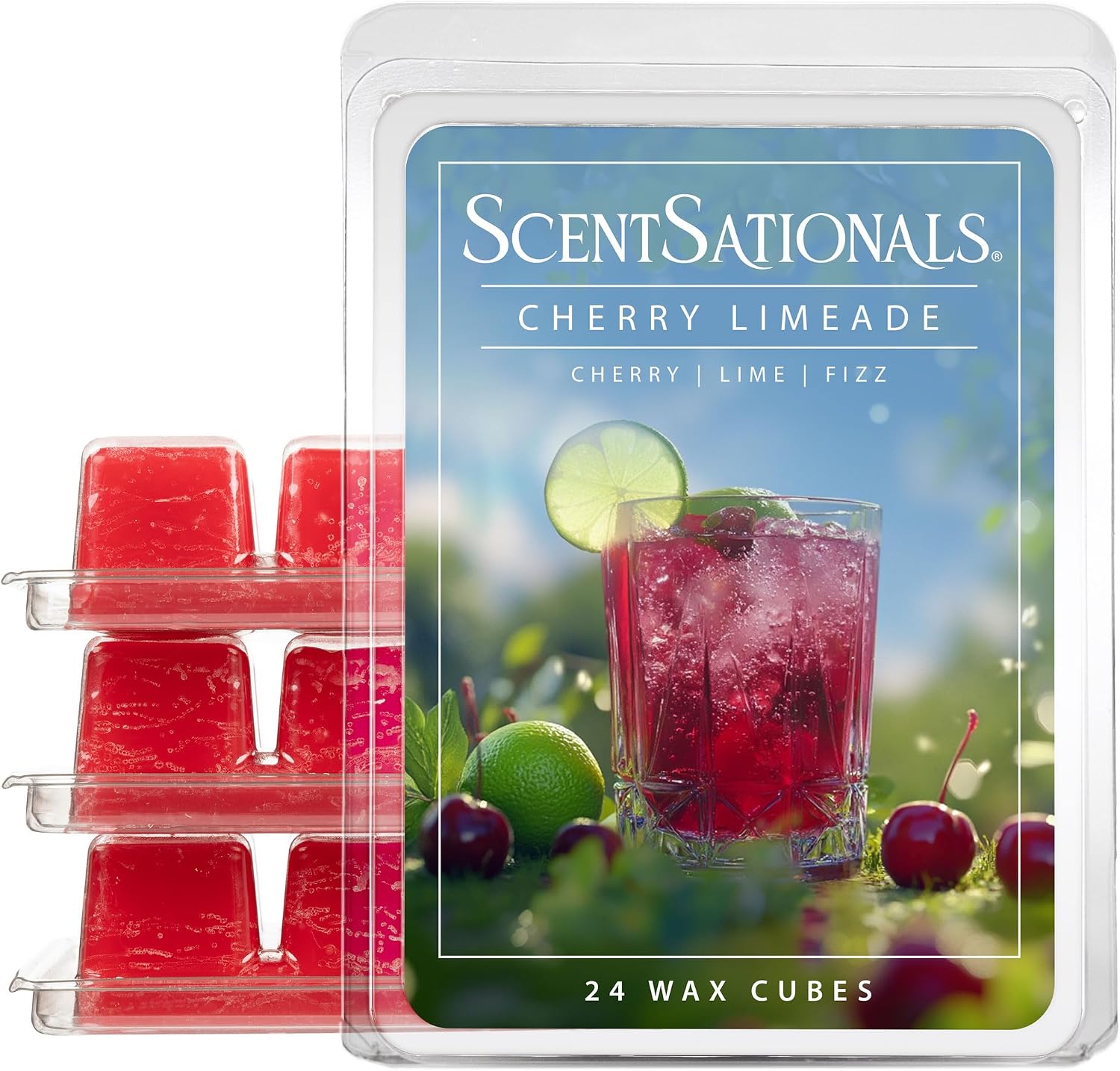 Scentsationals Cherry Limeade Scented Wax Melts - Cherries & Lime Scent, 10oz (24 Cubes)