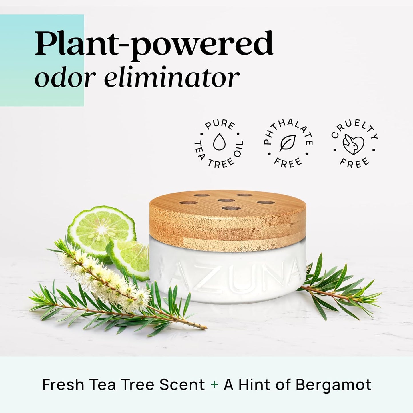Azuna Air Freshener and Odor Eliminator for Strong Odor Gel 12oz Refill Pouch with Tea Tree Oil | Plant-Based & Long Lasting | Pet, Smoke, Home and Bathroom | Amalfi Breeze | Lasts 60–90 Days
