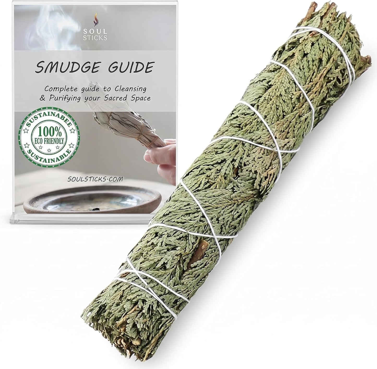 Soul Sticks Organic Cedar Sage Smudge Stick 1 Pack - 9 Inch | Floral Sage House Blessing | Cleansing House & Negative Energy