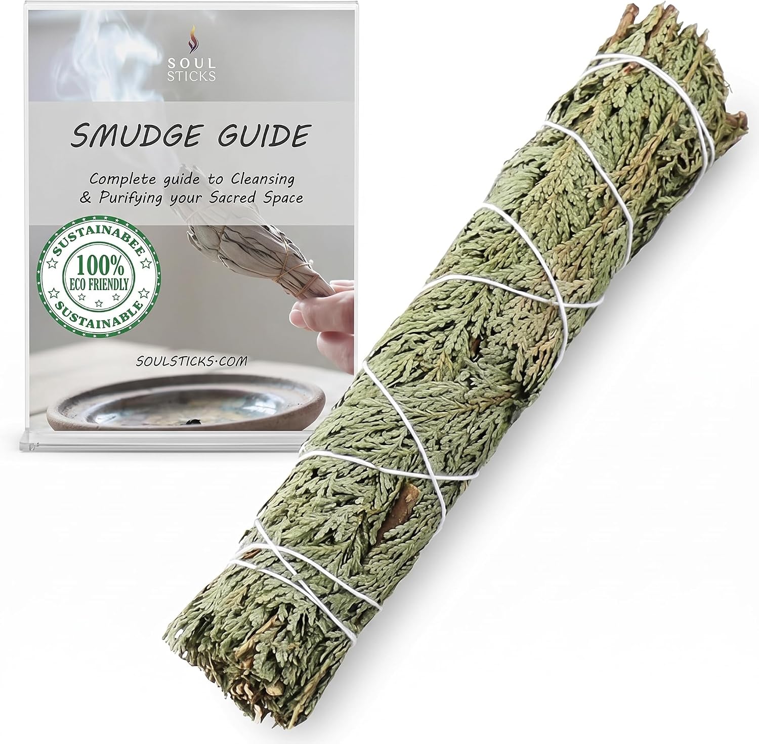 Soul Sticks Organic Cedar Sage Smudge Stick 1 Pack - 9 Inch | Floral Sage House Blessing | Cleansing House & Negative Energy