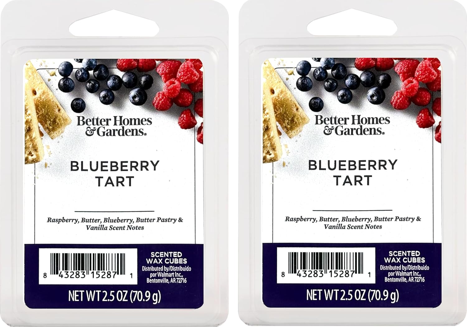 Maclock Better Homes and Gardens Scented Wax Cubes 2.5oz 2-Pack (Blueberry Tart), Neutral, BG154