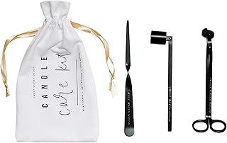Sweet Water Decor Candle Care Kit | Matte Black Candle Accessory Set Includes Wick Trimmer, Wick Dipper, and Bell Snuffer Tools with Drawstring Bag for Candle Lovers (Matte Black)