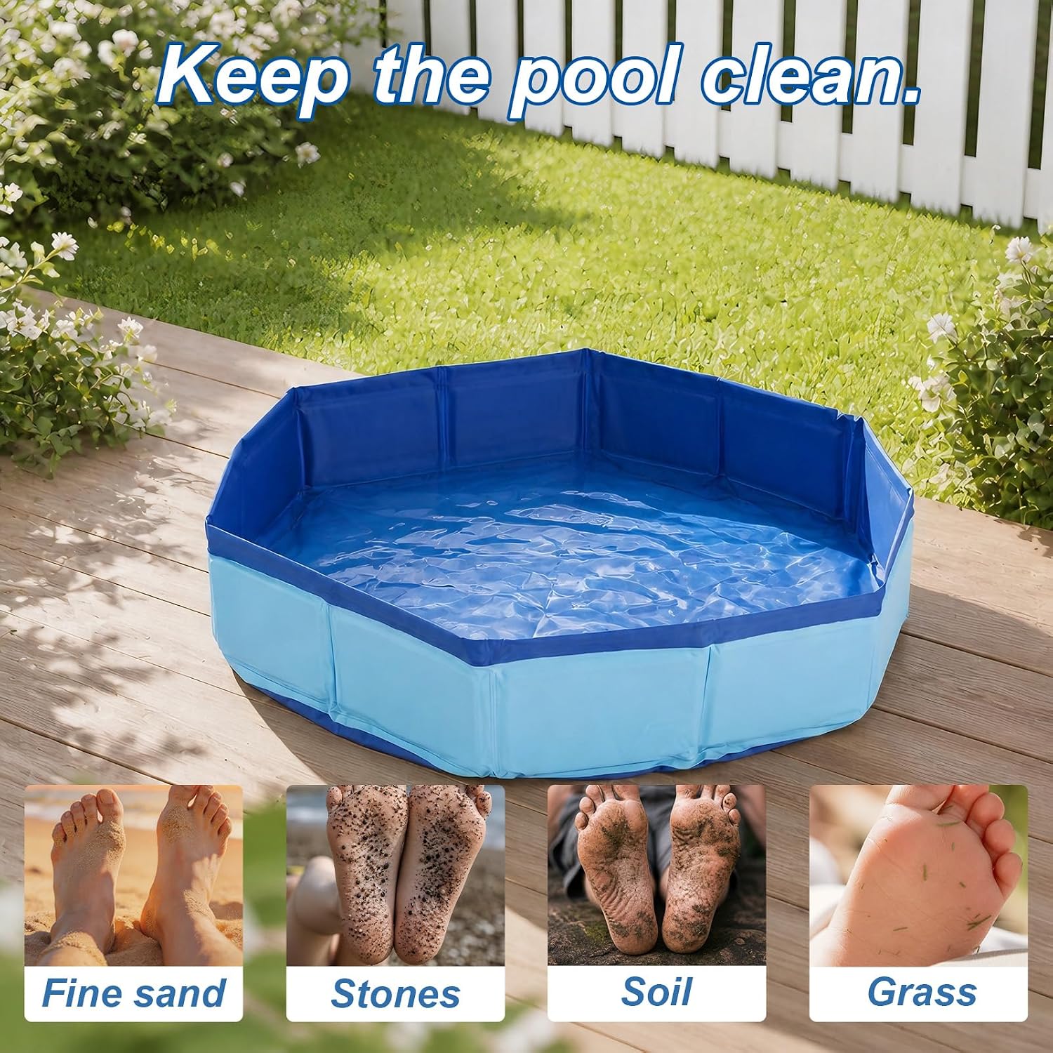 Pool Foot Bath - Inflatable-Free and Foldable, Collapsible Foot Bath Tray Basin for Pool Entry Ladder Portable Clean Feet Wash Basin for Beach Ground Swimming Tiny Pools Hot Tub Spas (Blue)