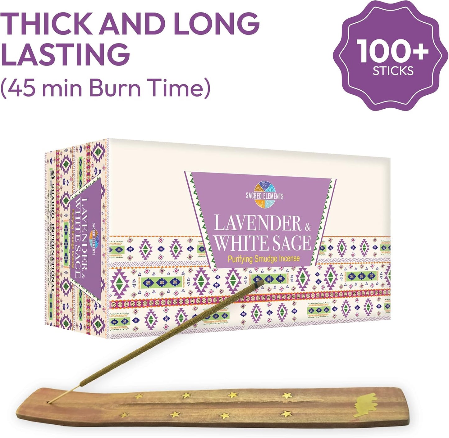 Sacred Element's Lavender & White Sage Masala Incense Sticks – Calming Aromatherapy Blend for Meditation, Relaxation & Cleansing – Perfect Fall or Housewarming Gift – 15g Pack (Total 100+ Sticks)