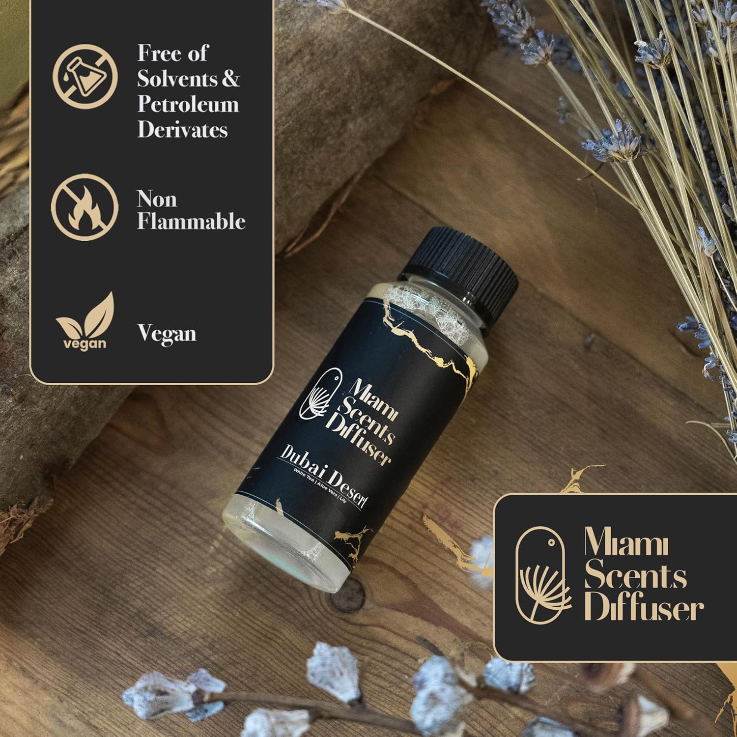 Dubai Desire Essential Oil Refill Luxury Hotel Inspired - Long Lasting Aroma for Home & Office Diffuser - 120 ml Fresh Blend of White Tea, Lily and Aloe Vera, Scent for Office Wellness Aromatherapy.