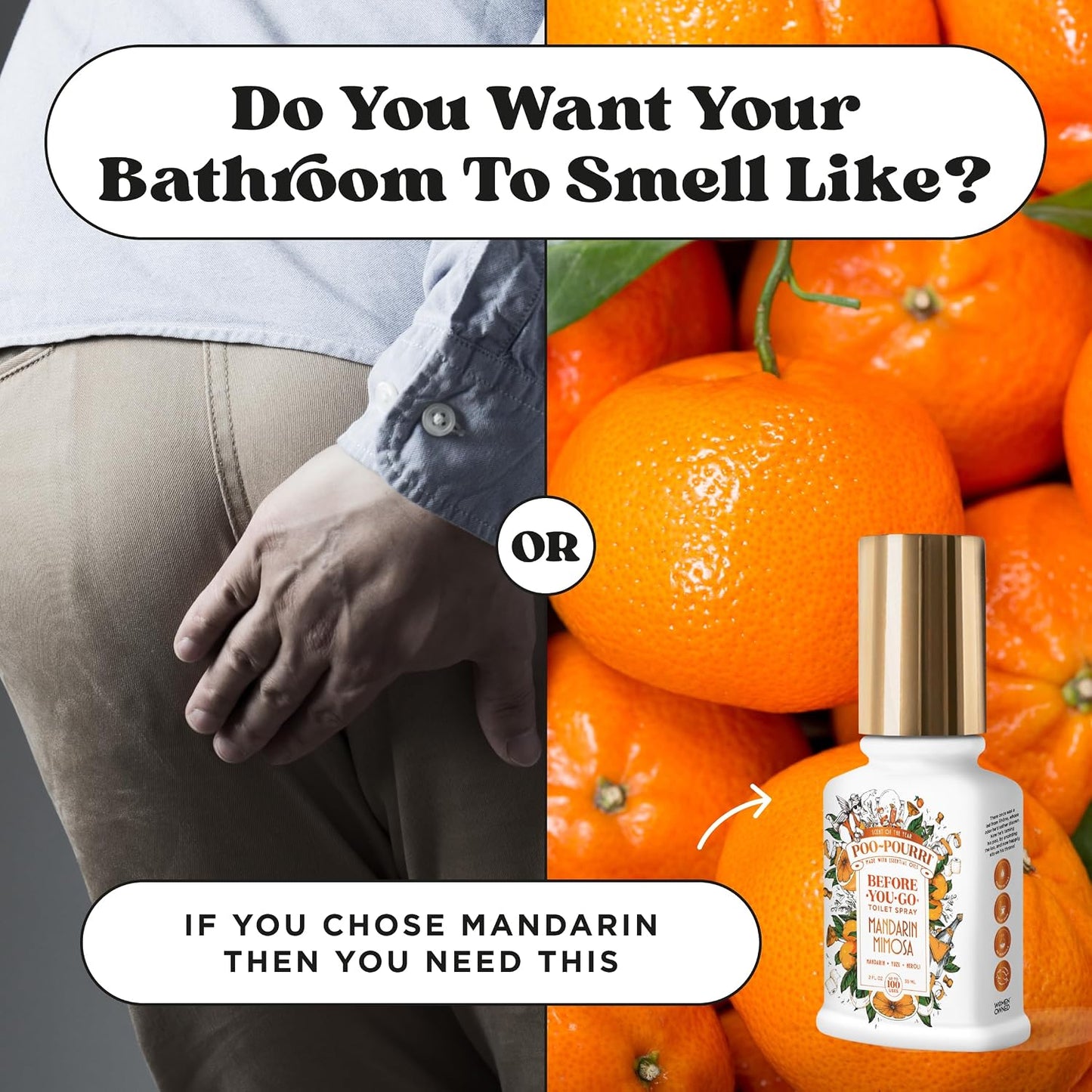 Poo-Pourri Before-You-Go Toilet Spray, Mandarin Mimosa, 2 Fl Oz, Up to 100 Uses, Bathroom Odor Deodorizer with Essential Oils for Home or Work, Travel Essentials, TSA Approved Size