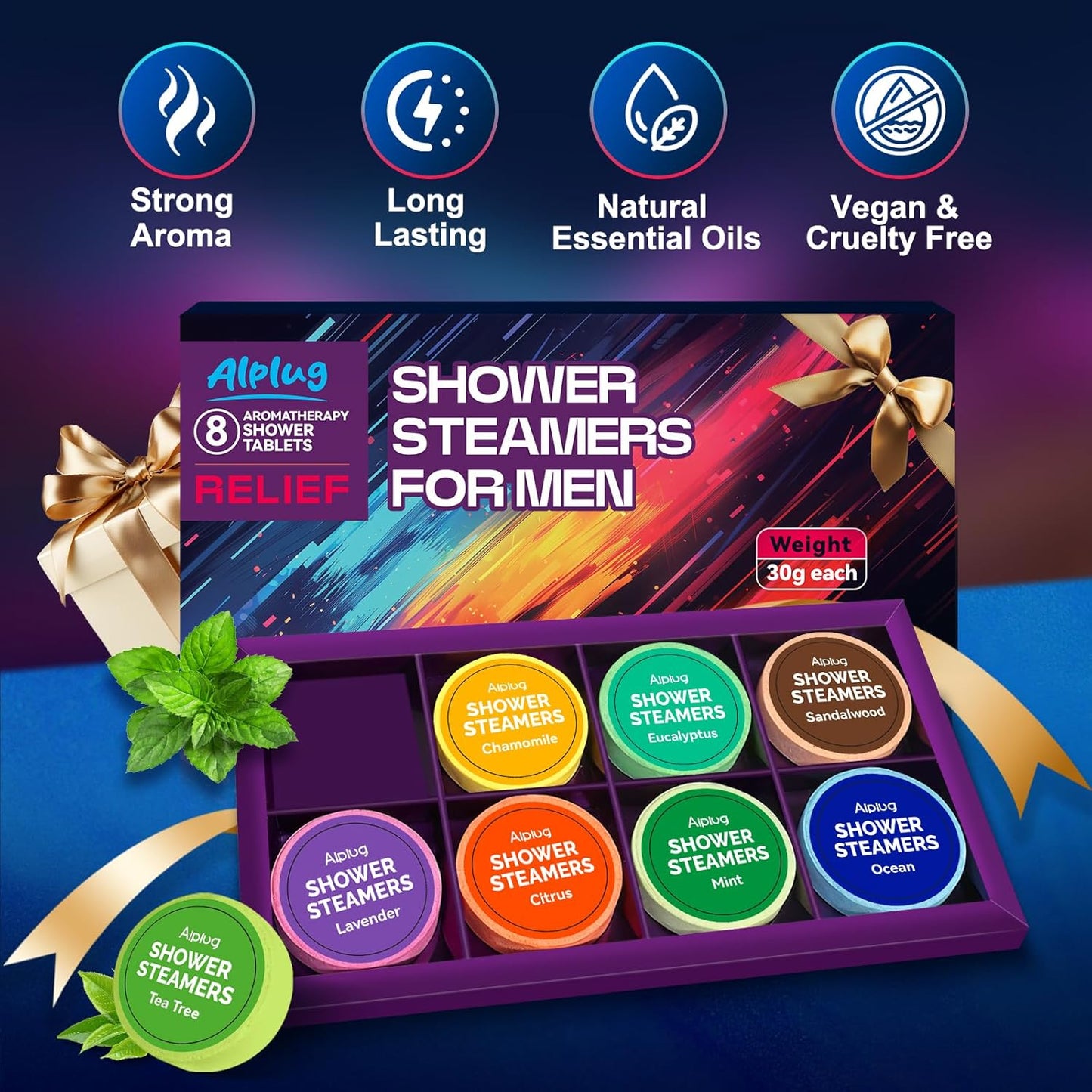Shower Steamers for Men 8 Pack - Gifts for Men, Shower Bombs Aromatherapy with Essential Oils, Mens Gifts Ideas, Birthday Gifts for Him Dad Husband, Gifts for Mens Who Have Everything