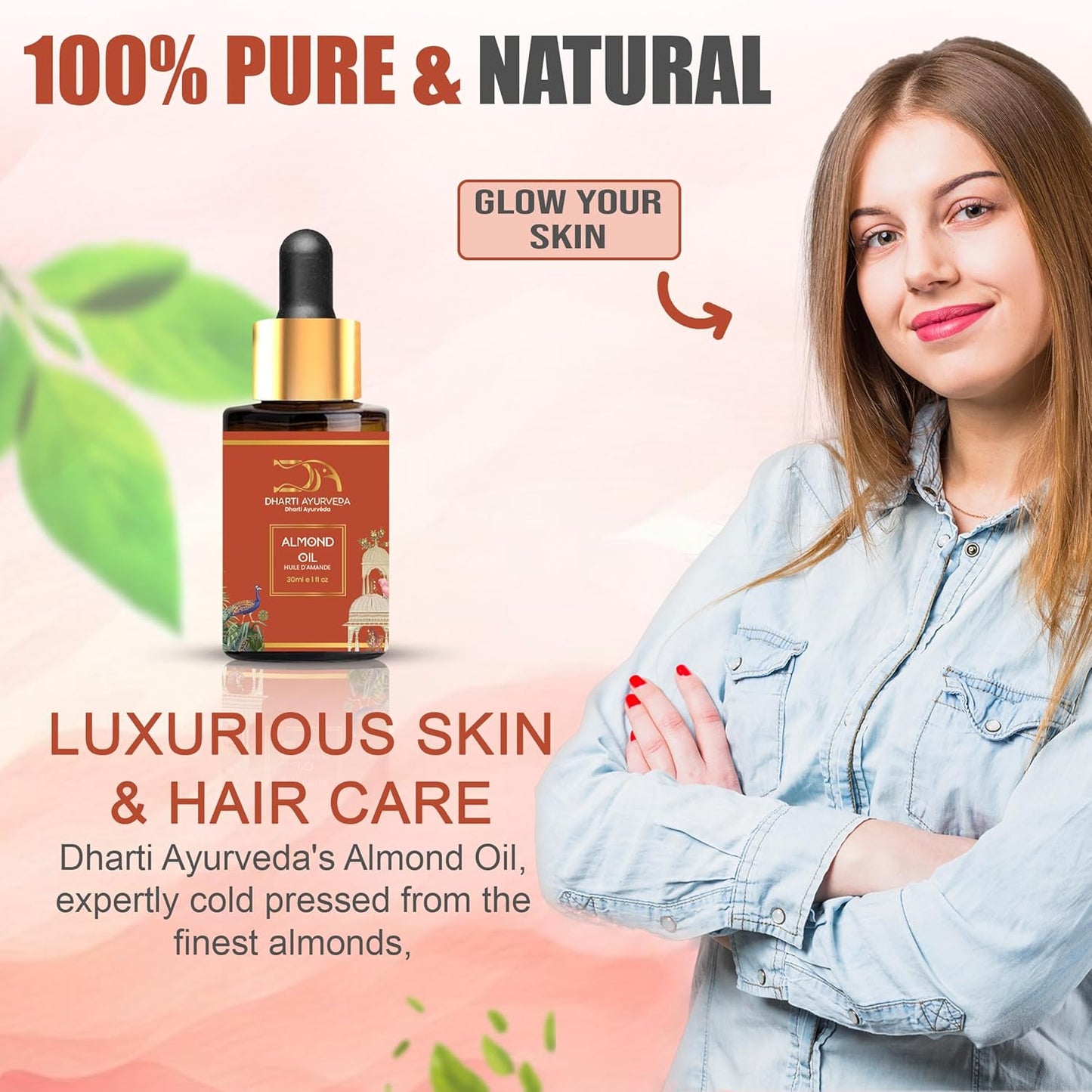 Almond Essential Oil with Dropper - 100% Pure Natural Undiluted and Plant Based - Premium Grade Aromatherapy for Skin & Hair Care, and Massage - 30ml (30, Almond)