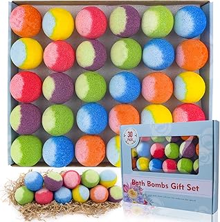30 Pcs Bath Bomb Gift Set, Natural Organic Mini Bath Bombs, Handmade with Rich Fizz - Birthday Gift for Kids/Women/Men, Mother's Day, Ideal Gift for Valentine's Day