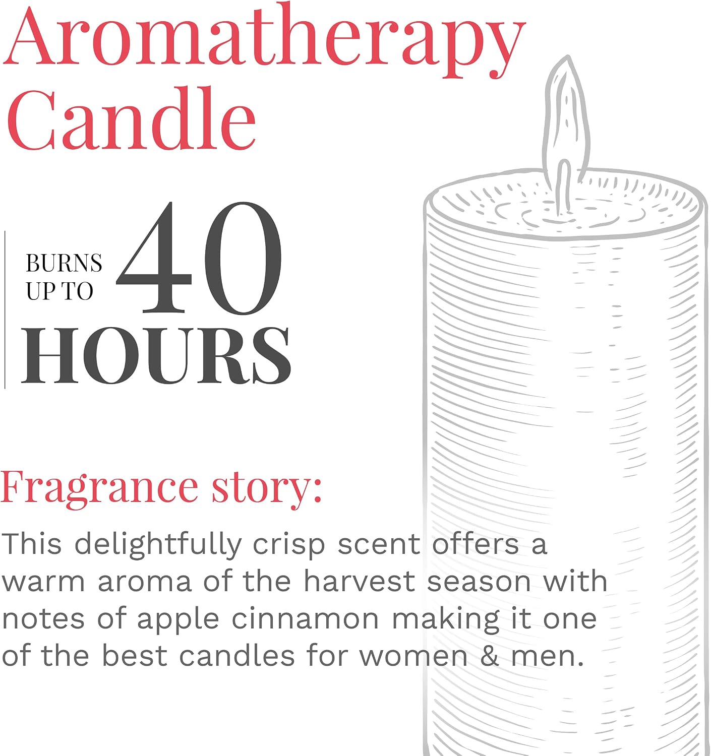 Candle-lite Scented Candles, Apple Cinnamon Crisp Fragrance, One 10 oz. Three Wick Aromatherapy Candle with 20-40 Hours of Burn Time, Red Color