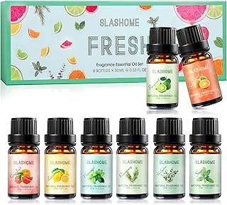 Fresh Essential Oils Set - 8 Pack Pure Aromatherapy Oils for Diffuser, Home Scents for Candle & Soap Making, Humidifier, Gift Set for Men & Women | Lemon, Peppermint, Rosemary, Eucalyptus & More