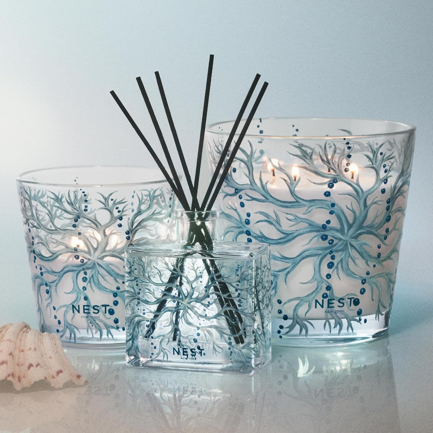NEST New York Scented Decorative 3-Wick Candle, Ocean Mist & Sea Salt - 21.1 oz