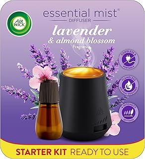 Air Wick Essential Mist Starter Kit, Diffuser + 1 Refill, Lavender and Almond Blossom, Air Freshener, Essential Oils