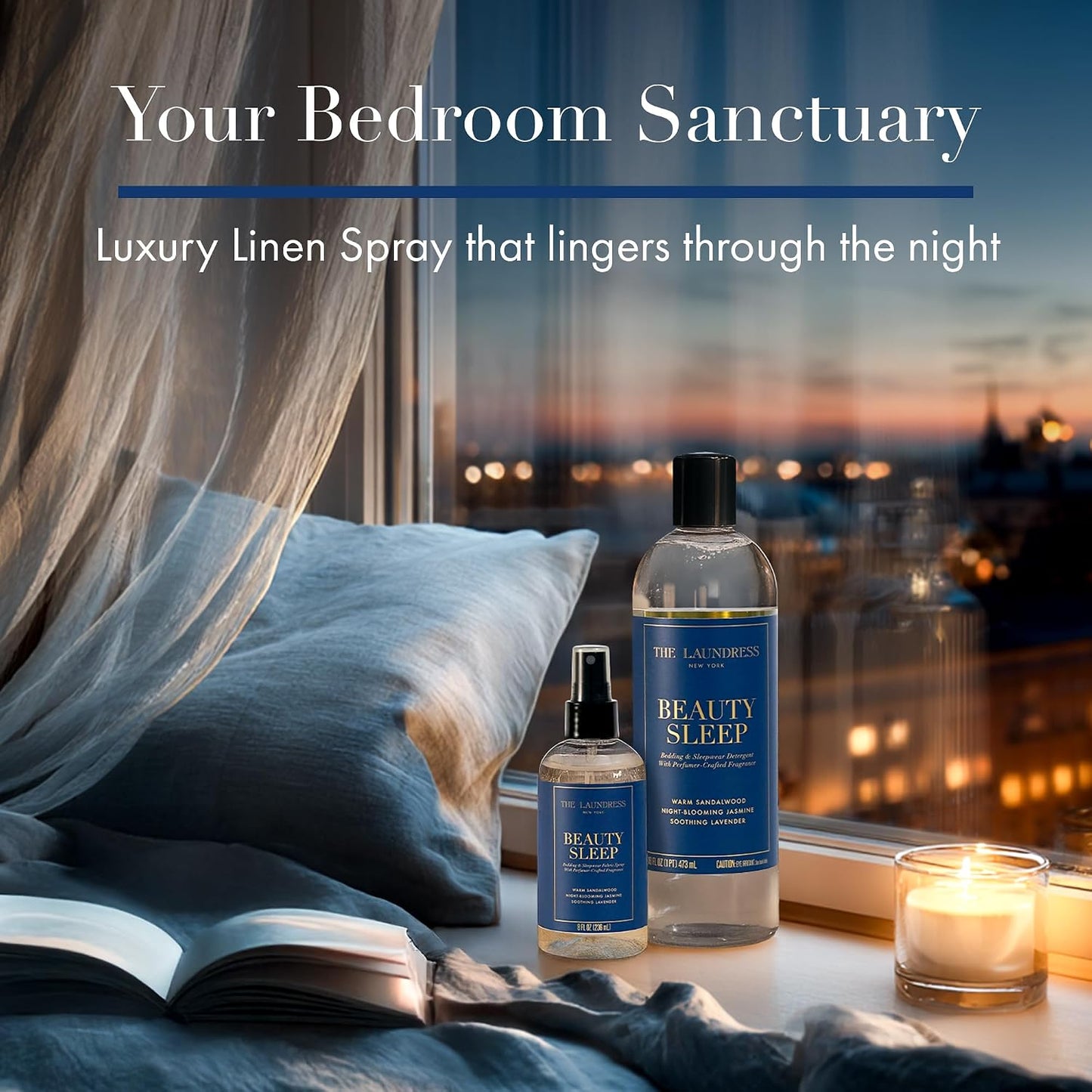 The Laundress Beauty Sleep Fabric Spray, Wrinkle Release Spray, Pillow Spray, Fabric Refresher, Upholstery and Linen Spray, Tranquil Comforting Inspired Scent, 8 Fl Oz