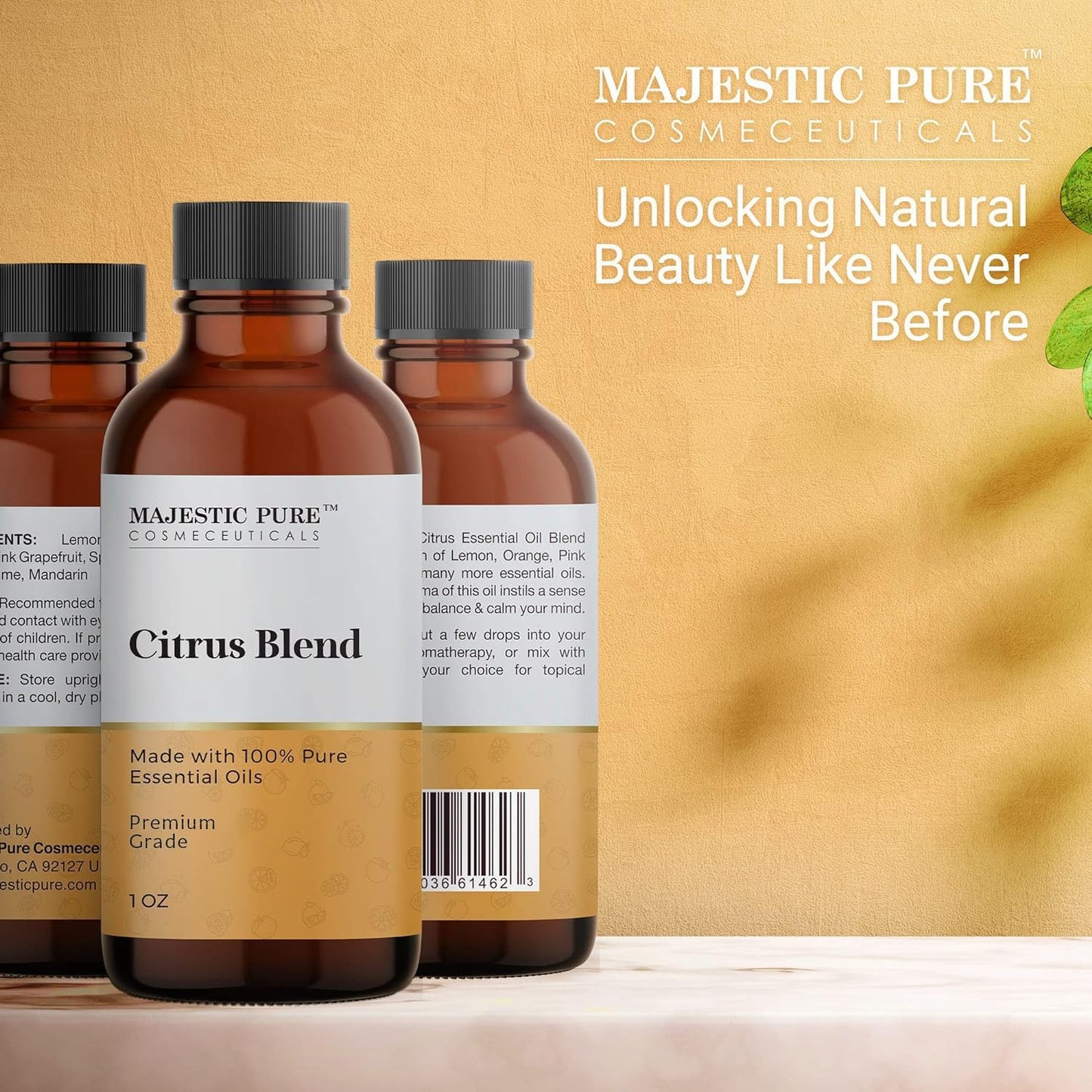 Majestic Pure Citrus Essential Oil Blend | 100% Pure & Natural for a Joyful, Positive Aroma | Pink Grapefruit, Orange, Spearmint, Lemon Essential Oil for Diffusers & Aromatherapy | 1oz