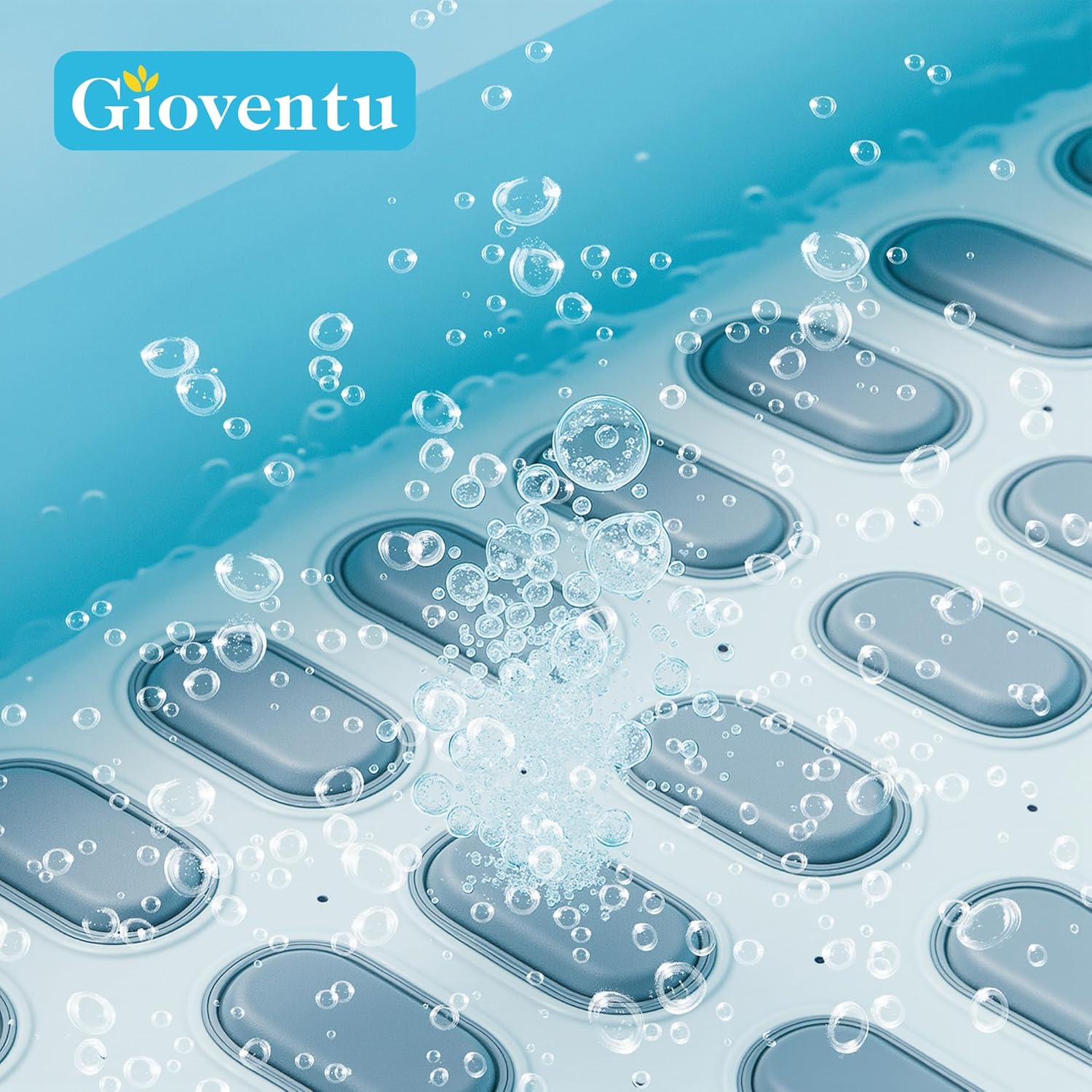 Bath Mat with Bubbles, 6-Speed Portable Bathtub Massager with Remote Control, Waterproof Non-Slip Spa Mat for Full Body Relaxation at Home