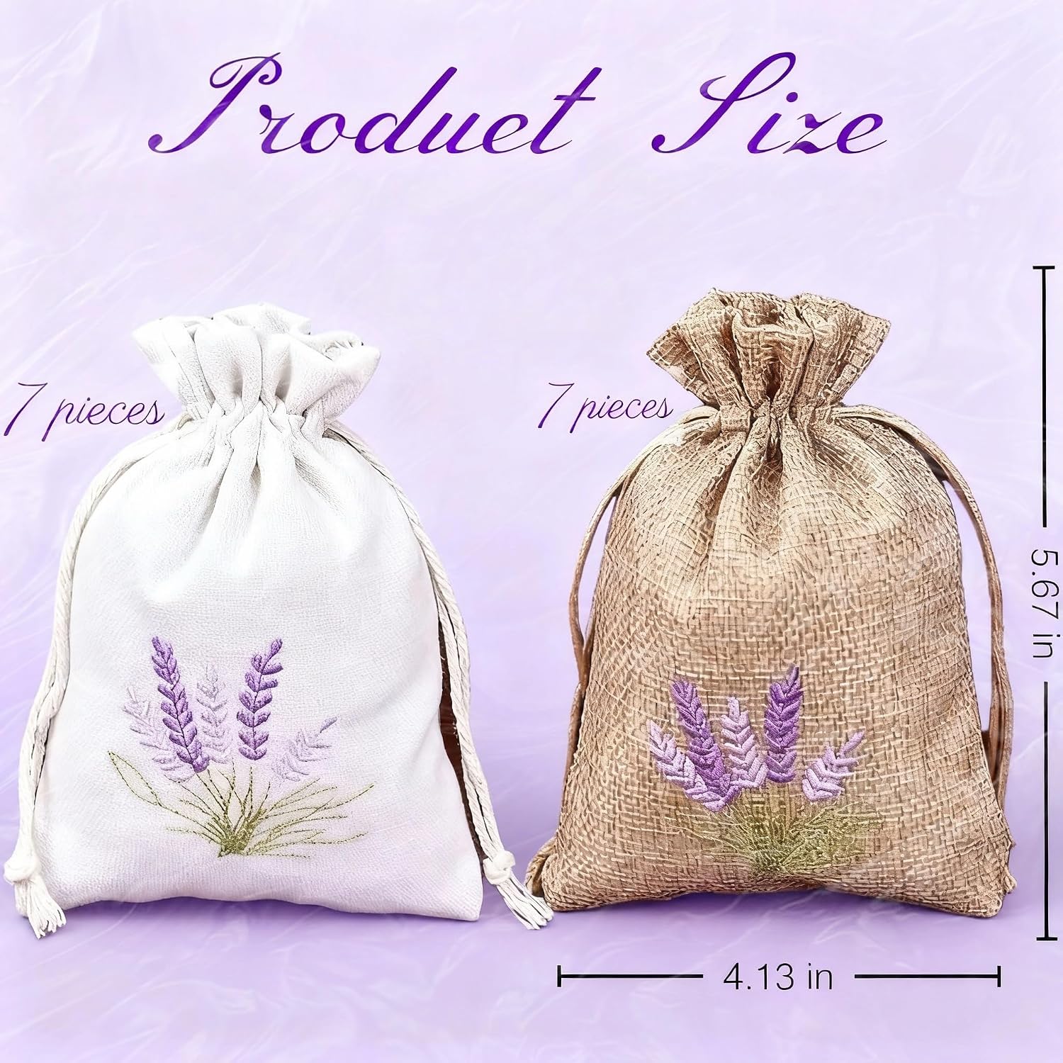 Natural Cotton Linen Scented Sachets (14 Pack) - Reusable Drawstring Pouches for Aromatherapy, Drawer Freshener, Closet Organizer & Stress Relief