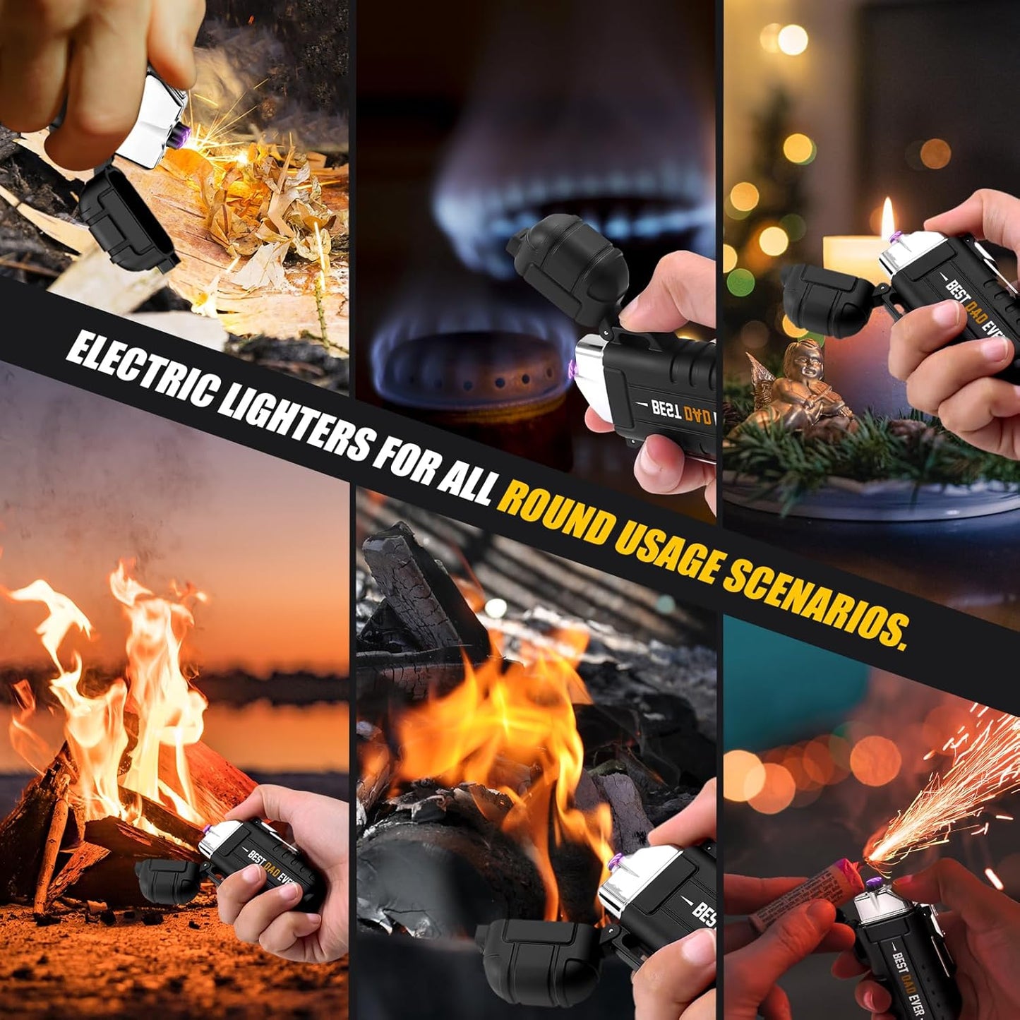 WEARXI Stocking Stuffers for Men, Electric Lighters Gifts for Men, Mens Gifts for Christmas Mens/Boyfriend, Fathers Day Dad Gifts for Him/Husband, Camping Essentials (Best Dad Ever Special Version)
